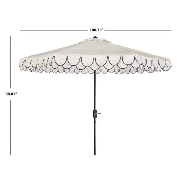 dimension image slide 1 of 2, SAFAVIEH Valance 9-Foot Outdoor UV Resistant Round Crank Tilt Patio Umbrella