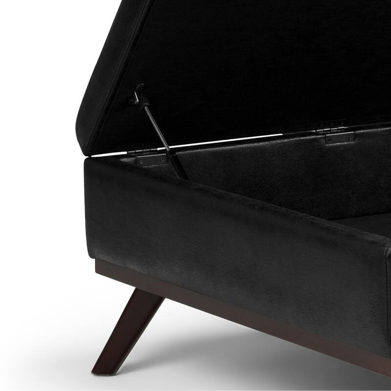 Square Coffee Table Storage Ottoman - Black