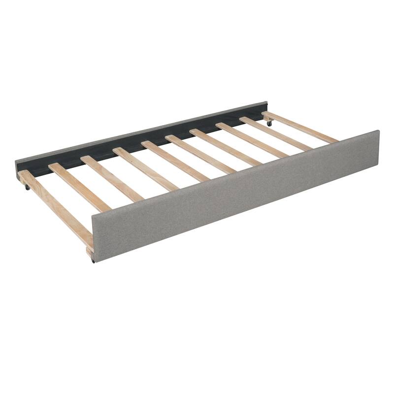 Upholstered Daybed with Trundle, Wood Slat Support