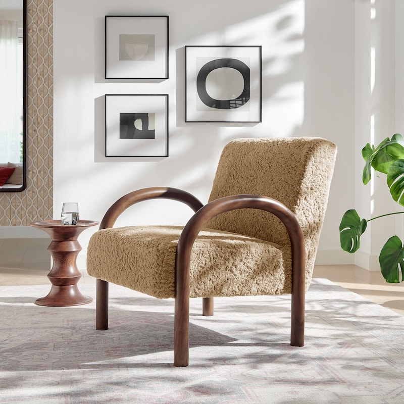 Lunet Faux Shearling Accent Armchair - Sand