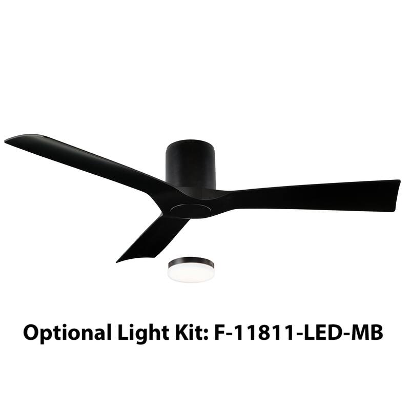 Aviator 54 Inch Three Blade Indoor / Outdoor Smart Flush Mount Ceiling Fan with Six Speed DC Motor.