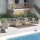 preview thumbnail 12 of 16, Corvus Armitage 8-piece Outdoor Wicker Sofa Set with Cushions Dark Grey