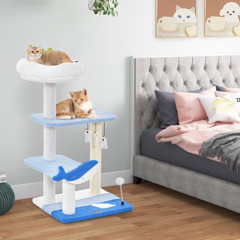 Petsite Ocean-themed Cat Tree with Sisal Covered Scratching Posts - See Details