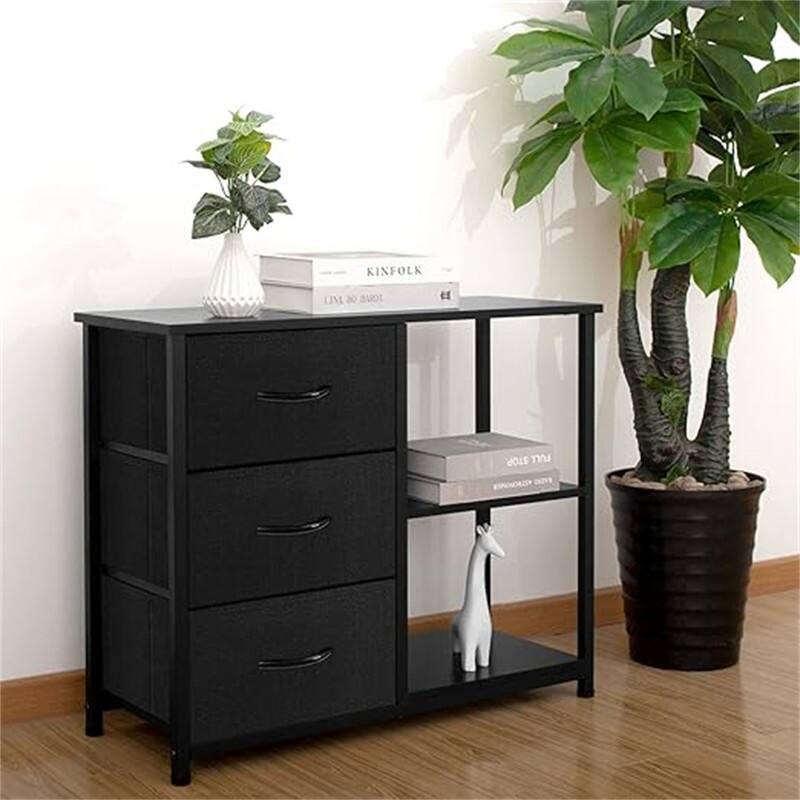 Concept Rustic Brown Fabric Dresser - Black