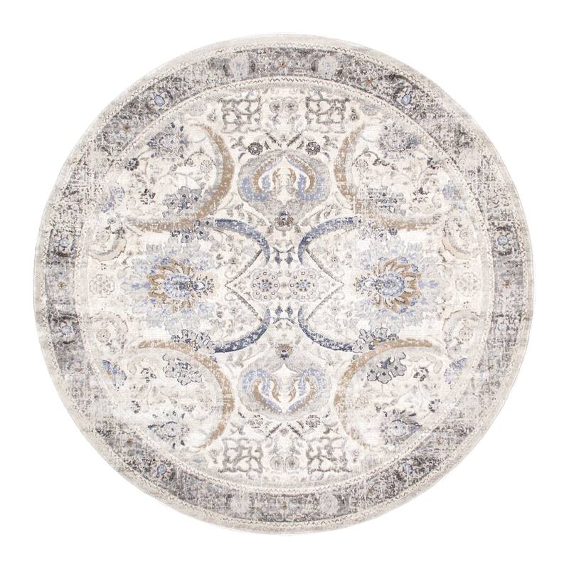 Pasargad Home Turkish Fantasia Design Oriental Area Rug - 6' 0" X 6' 0" - Ivory/Beige