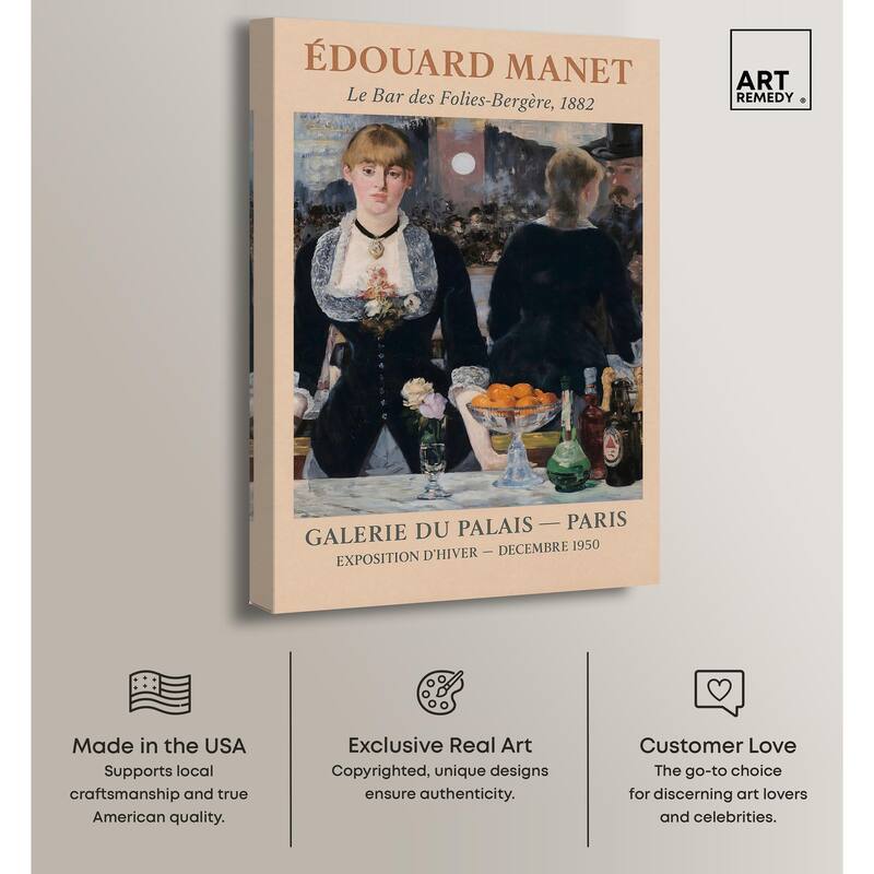 Manet's Famous Bar Canvas by Art Remedy, Gallery Wrapped