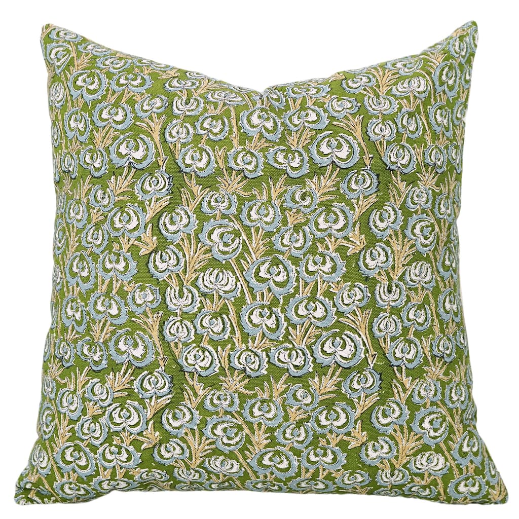 Cotton Farmhouse Block print pillow Cover - Heart Vine