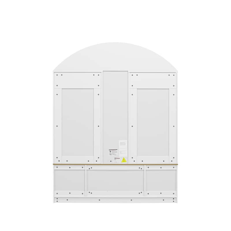 Modern Hall Tree, Multi-Functional Wardrobe with Shoe Rack & Hooks - Sturdy MDF Entryway Closet Organizer