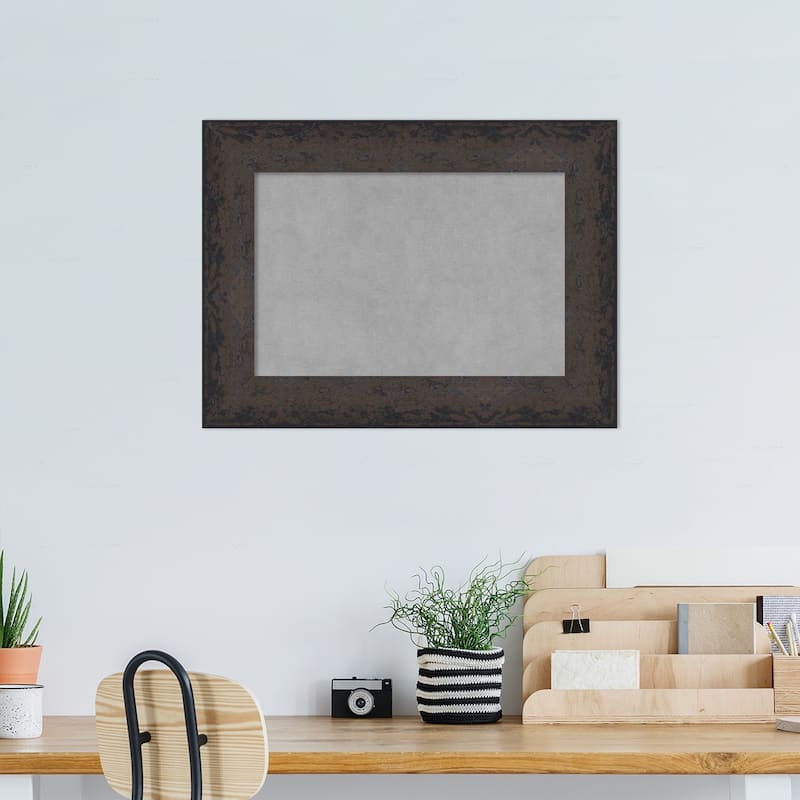 Amanti Art Dappled Black Brown Framed Magnetic Board