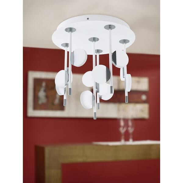 slide 2 of 5, Eglo Olindra 12-Light White and Chrome LED Ceiling Light