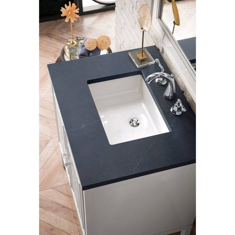 James Martin Vanities Athens 30" Single Vanity Cabinet, Glossy White - Charcoal Soapstone Quartz