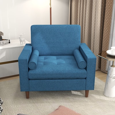 Tufted Upholstery Club Armchair With Bolster Pillows
