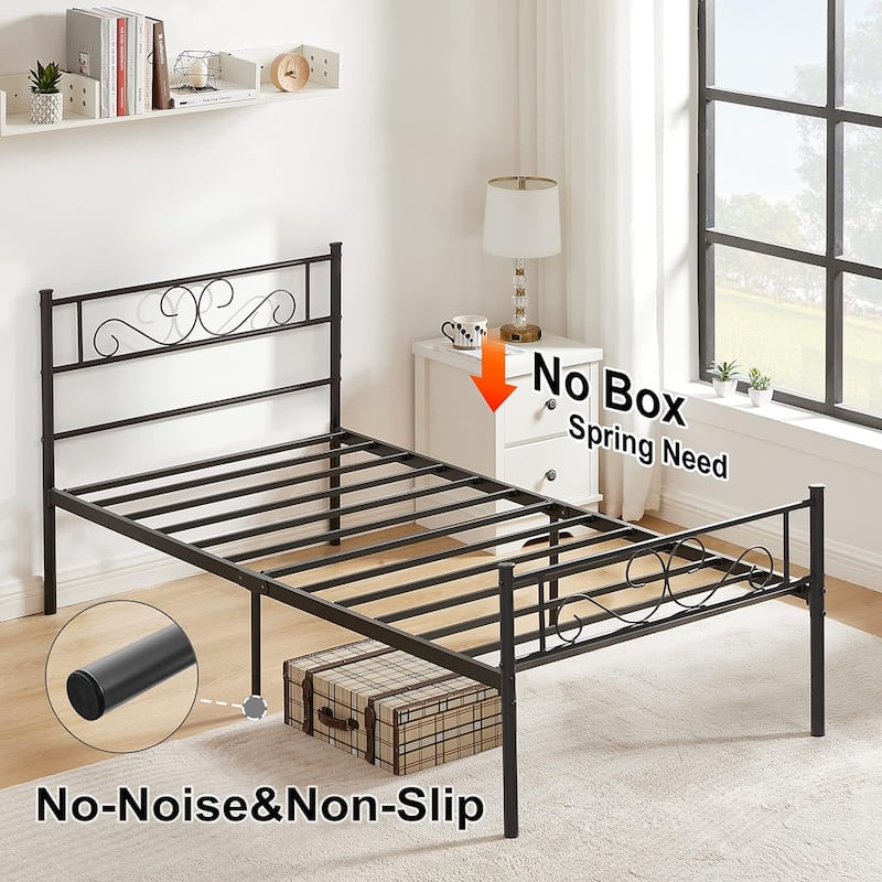VECELO Modern Metal Platform Bed Frame,Twin-size