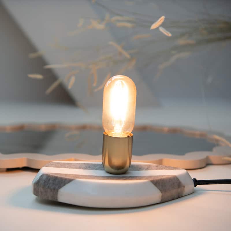 Marble Striped Wall Sconce with Inline Switch, White and Buff Color - 9.0"L x 5.0"W x 3.3"H