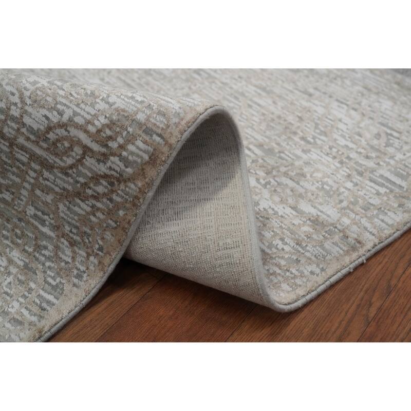 Machine Made Oriental Polyester Carpet Modern All-Over Beige & Ivories Gabbeh Area Rug - 7' 5'' X 5' 2''