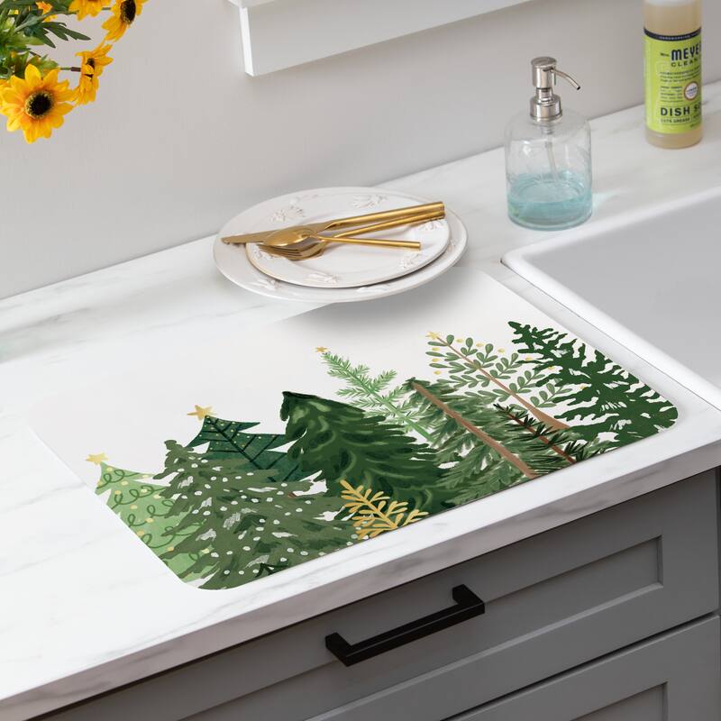 Shades of Green Tree Forest Drying Mat - 20" x 15"