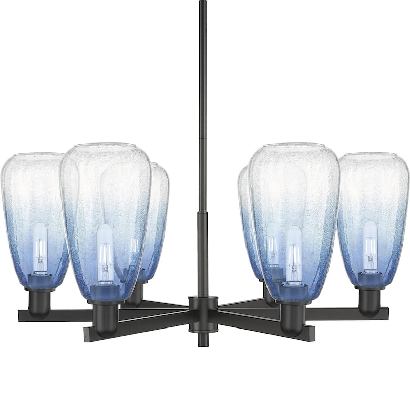 Innovations Lighting 716-6CR-14-24 Brookhaven Almond Chandelier - Matte Black / Sapphire Blue