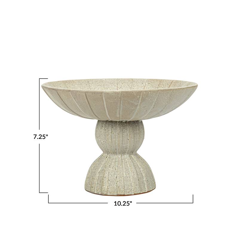 Debossed Stoneware Footed Bowl with Reactive Glaze - 10.4"L x 10.4"W x 7.3"H - 10.4"L x 10.4"W x 7.3"H