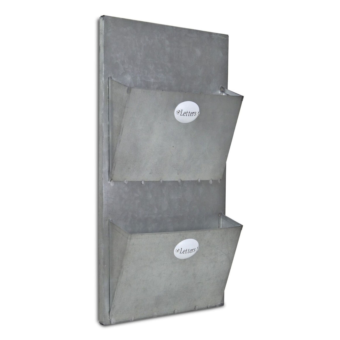 Shop 15 5 Silver Galvanized Two Pocket Letter Holder Overstock 31711589