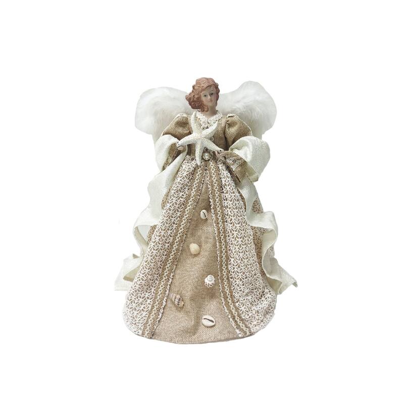 16" Coastal Angel Christmas Tree Topper, Unlit