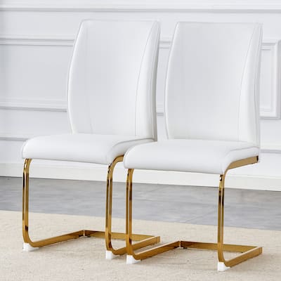 Set of 2 High Resilience Dining Chair with Arched Metal Gold Leg