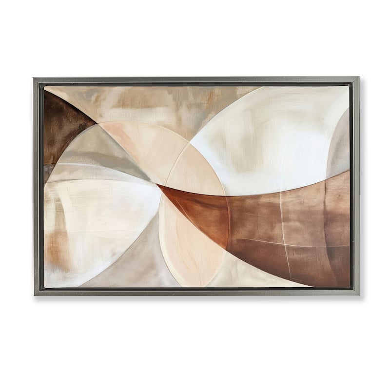 Stupell Curved Neutral Tones Abstraction Framed Floater Canvas Wall Art Design By LSR Creative Studio - 25 x 17 - Grey