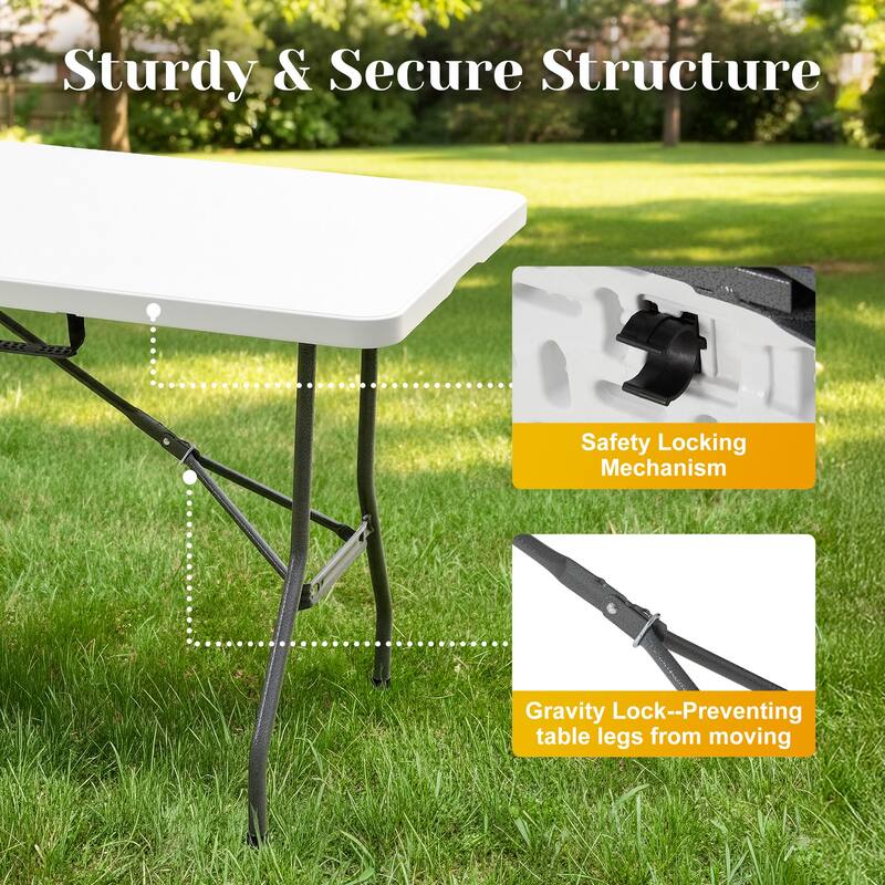 71.5" Foldable Outdoor Dining Set with 6 Fully assembled Dining Chairs