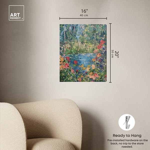 dimension image slide 1 of 5, Art Remedy Serene Escape Gallery Wrapped Impressionism 1 Piece Canvas Wall Art /Monet And Van Gogh Inspired Art