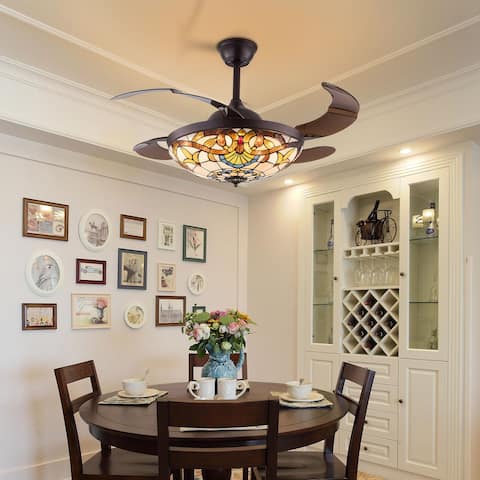 42 Inches Tiffany Style Ceiling Fan with Remote - 42 Inches