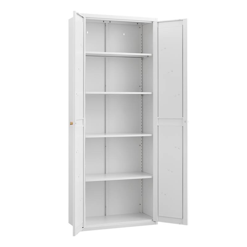 2 Doors Metal Storage Cabinet Kitchen Pantry Cabinet With Adjustable Shelves Tall Steel Cabinet Locker
