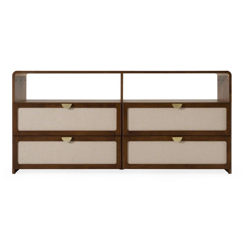 Modrest Emilio Modern Natural Burlap & Walnut Dresser