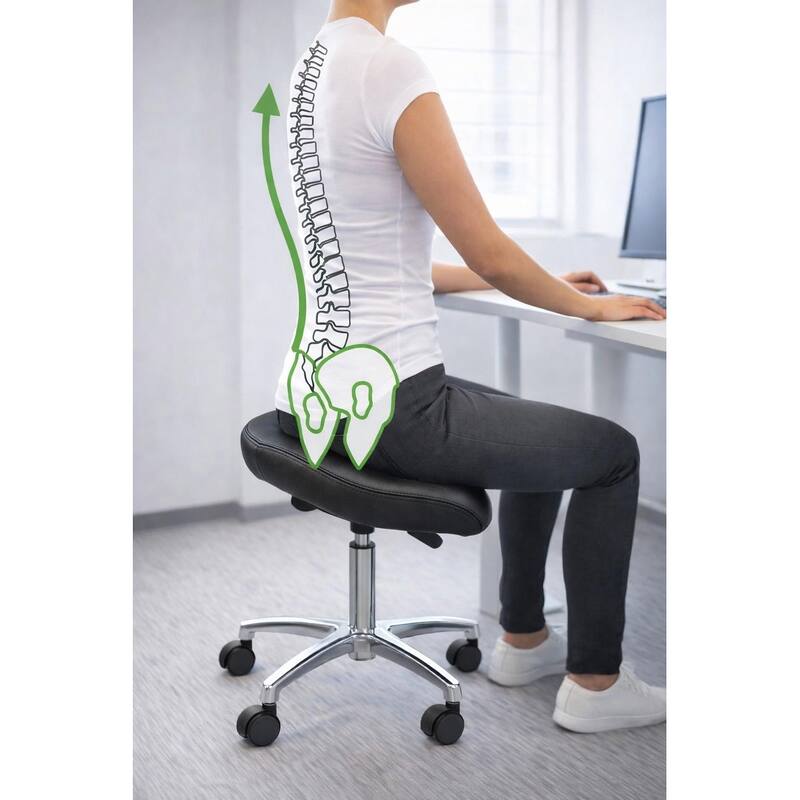 Adjustable Black Firm Saddle Stool Tilt Chair With Wheels Salon Dental Hygienist Rolling Dentist Clinical Hospital Lab