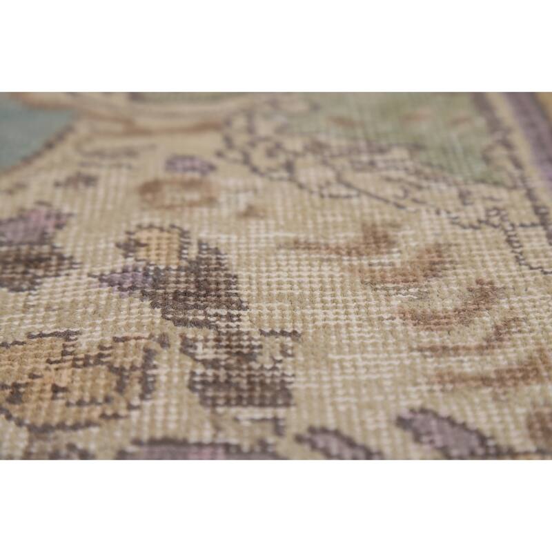 Hand Knotted Oriental 100% Wool Carpet Traditional Floral Navy Blue & Blues Tabriz Area Rug - 8' 11'' X 6' 7''