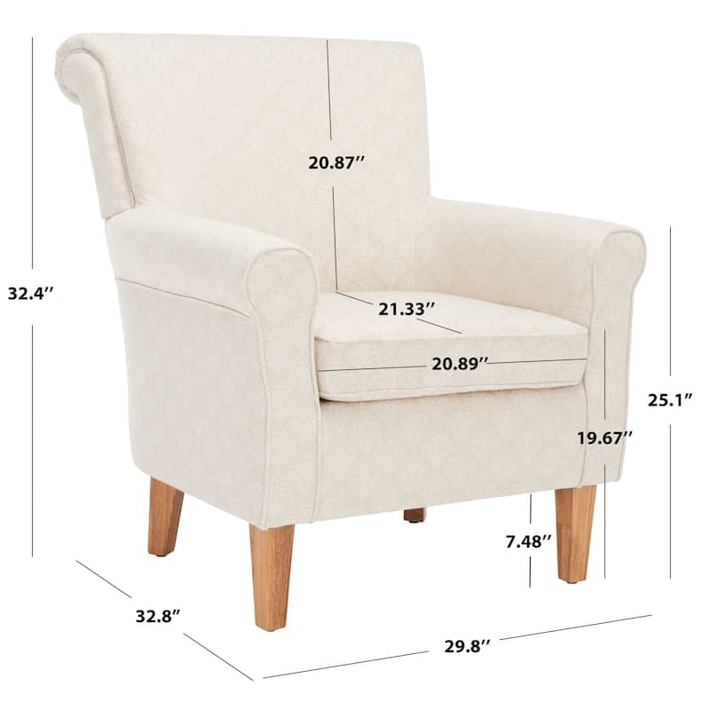 SAFAVIEH Gramercy Red/Ivory Floral Club Chair - 30" W x 33" D x 35" H