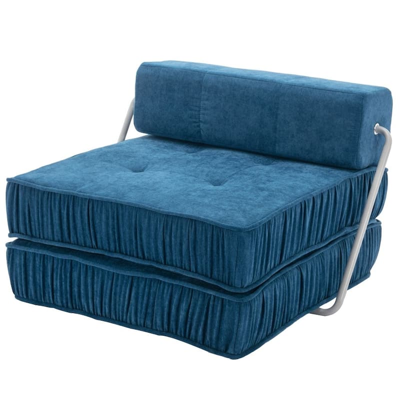 Modern Convertible Modular Sectional Sofa, Minimalist Chenille Sofas Couches - Blue