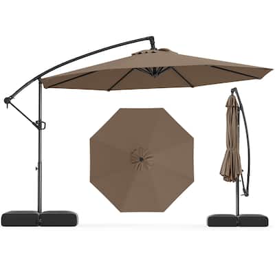 Costway 10 FT Offset Hanging Umbrella with Base Patio Cantilever