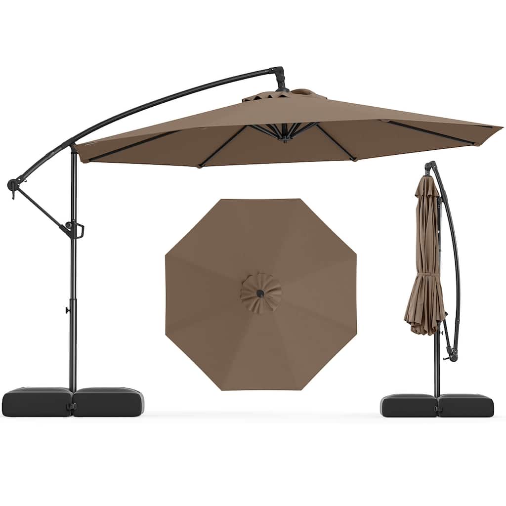 Costway 10 FT Offset Hanging Umbrella with Base Patio Cantilever
