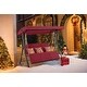 preview thumbnail 1 of 3, MCombo 3-Seat Reclining Patio Swing Chair with Chain Armrests, Outdoor Porch Swing Chair4354