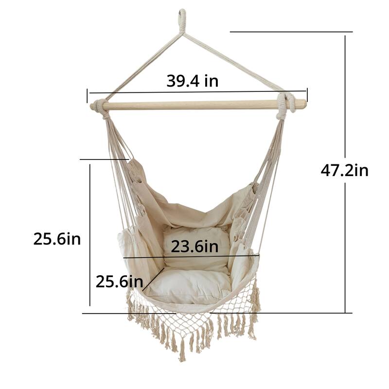 ALEKO Patio Hanging Rope Swing Hammock Chair Side Pocket Supports up to 440 lbs