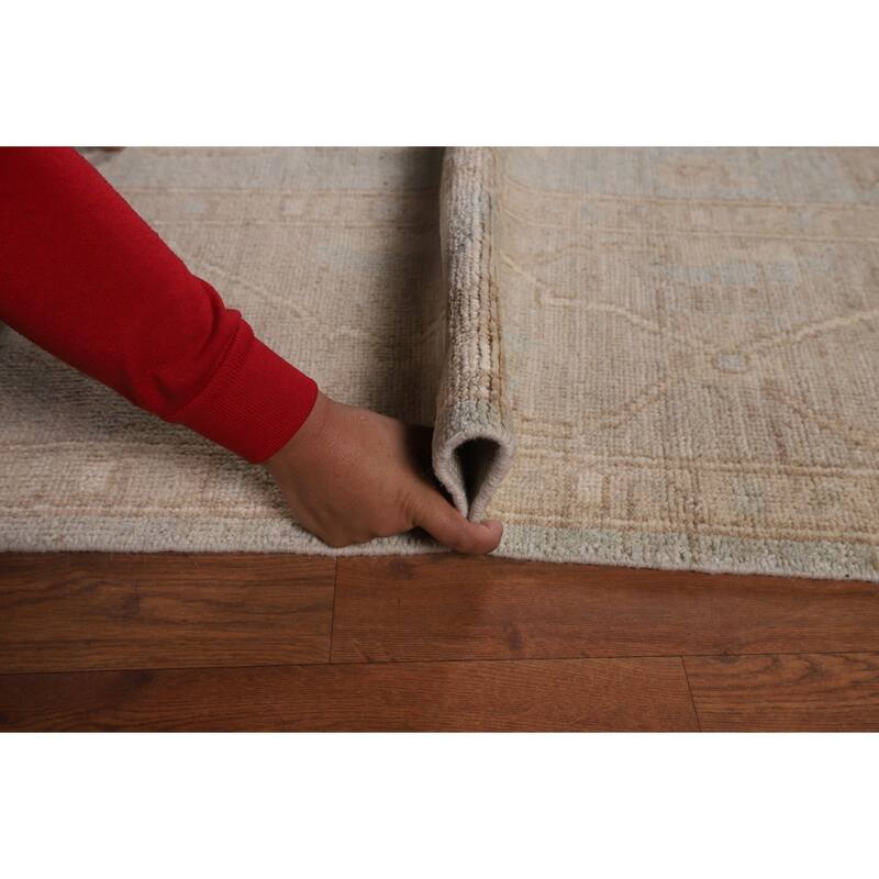 Light Blue Oushak Vegetable Dye Area Rug Handmade Wool Carpet - 8'3"x 9'7"