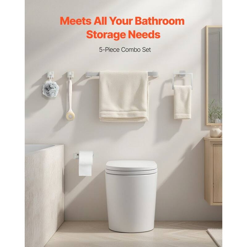 5 Piece Bathroom Hardware Set Brushed Stainless Steel Towel Bar Towel Rack Toilet Paper - 23.54 x 1.97 x 3.15 inch