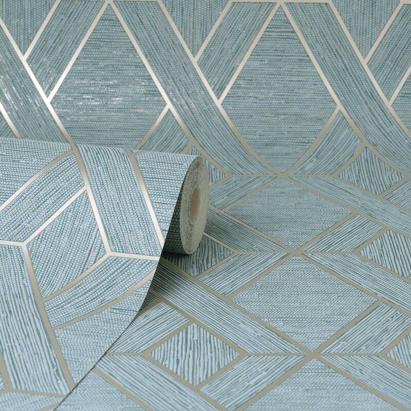 Fine Decor Malcolm Teal Geo Wallpaper