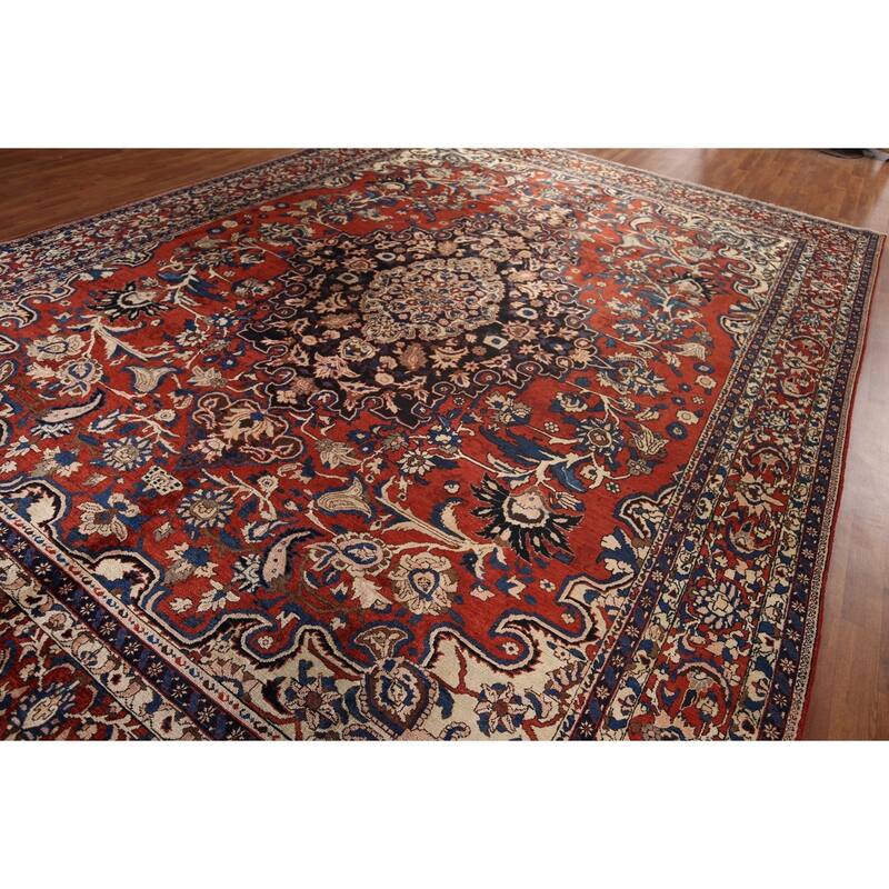 Rust Red Bakhtiari Persian Antique Area Rug Hand-Knotted Wool Carpet - 10'0"x 13'11"