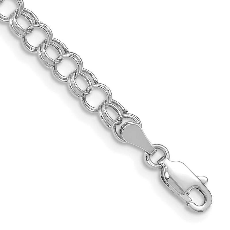 Curata 10k White Gold 5mm Hollow Double Link Charm Bracelet Options: 7" 8"