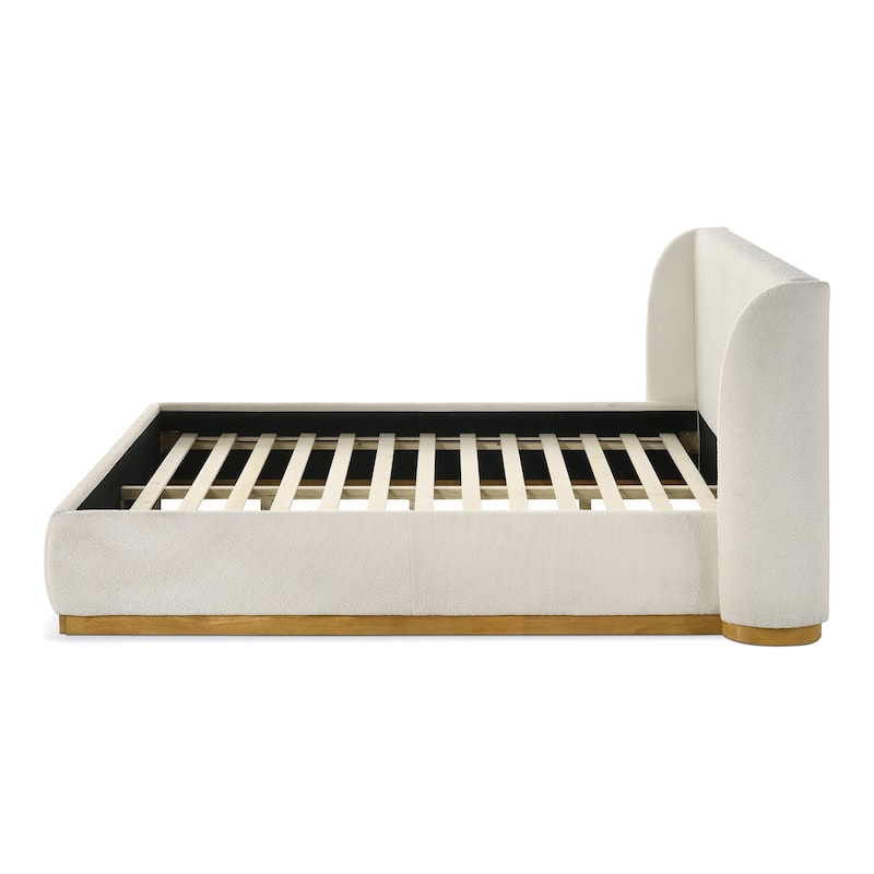 Furniture of America Zevi Modern White Boucle Upholstered Platform Bed