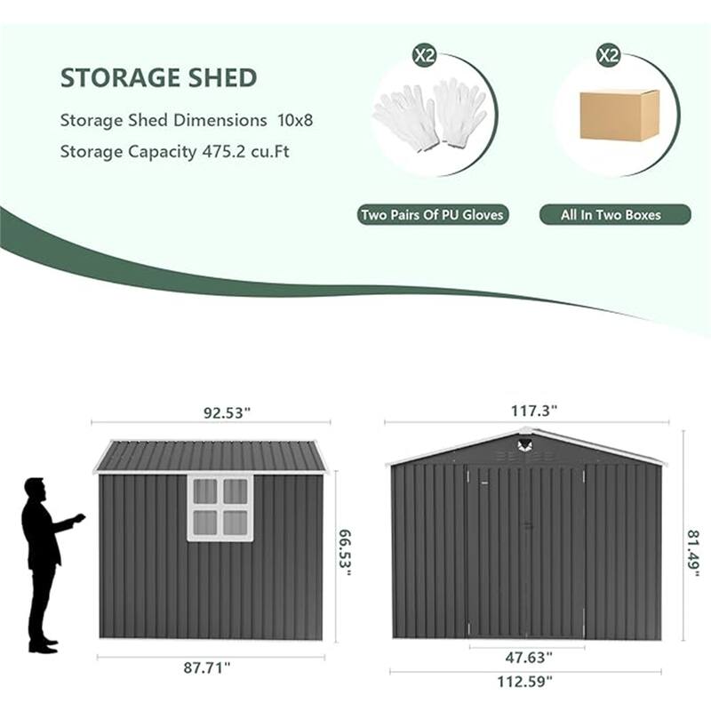 Metal Garden Sheds 10FTx8FT Outdoor Storage Shed