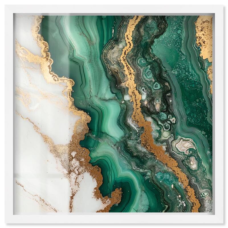 Malachite Majesty Shadowbox by Art Remedy - White - 20" x 20"