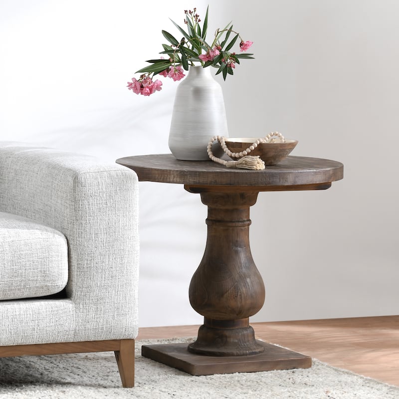 Carolina Reclaimed Wood Round End Table by Kosas Home