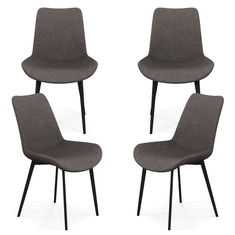 Gymax Dining Chair Set of 4 w/ Metal Legs Padded Seats & Backs for