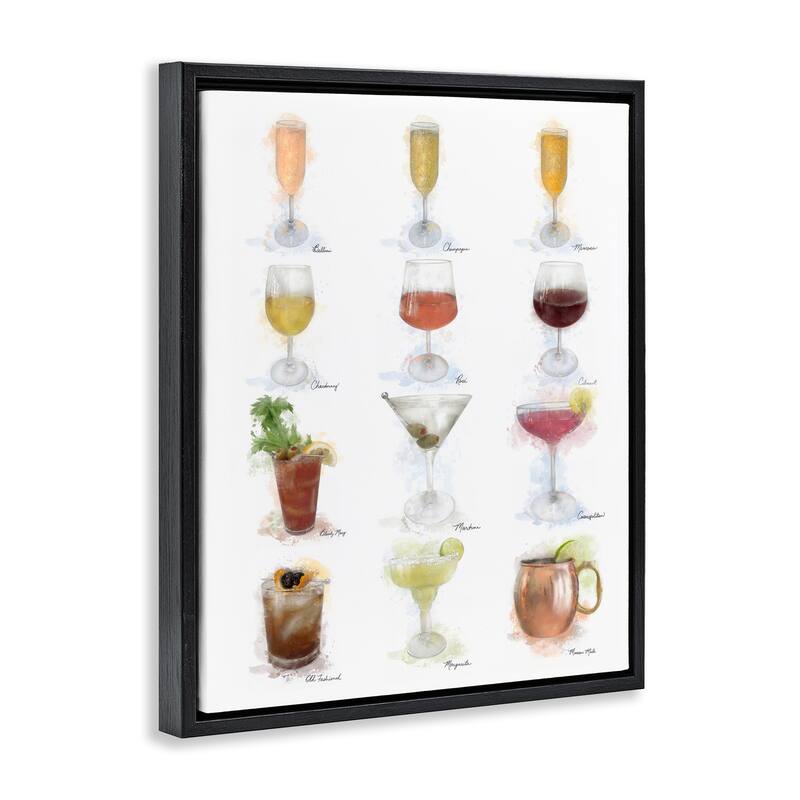 Stupell Soft Artisanal Cocktails Menu Framed Floater Canvas Wall Art Design By Matthew Piotrowicz